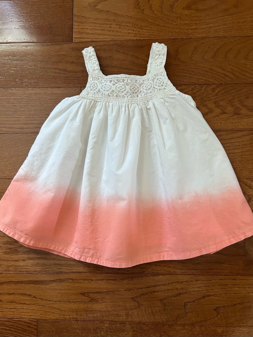 Tommy Bahama White and Coral Dip-Dye Crochet Lace Bodice Dress 18M